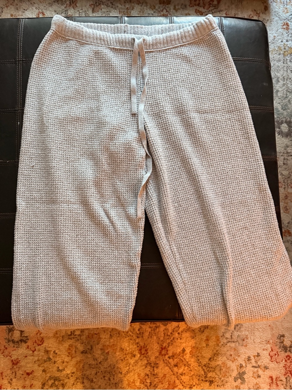 aerie Light Gray Waffle Knit baggy Joggers